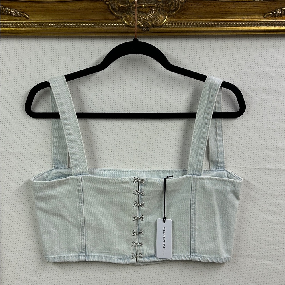 NWT WeWoreWhat Light Blue Denim Crop Top M